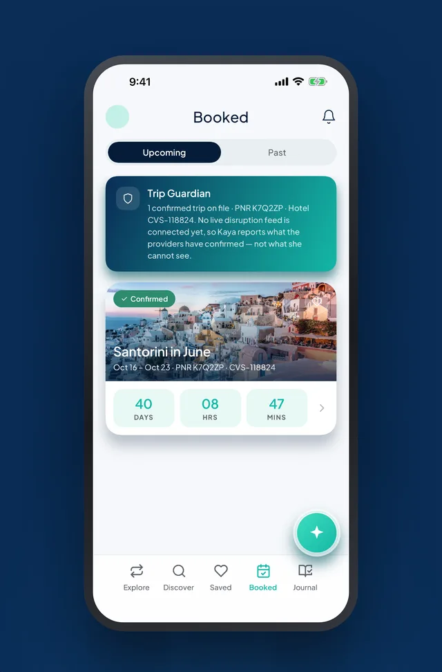 Booked: the confirmed Santorini trip with Trip Guardian
