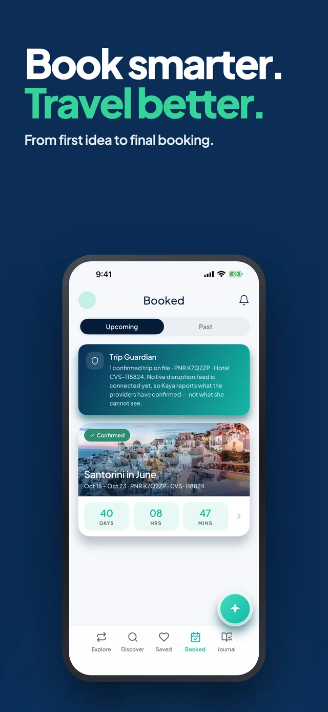 Booked: a confirmed trip with Trip Guardian watching for disruptions